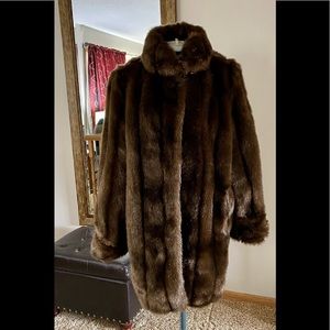 Dennis Basso Beautiful dark brown faux mink coat